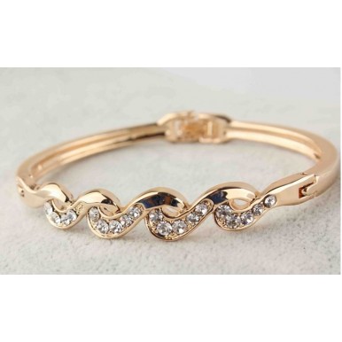 Gold Filled Twist Austrian Crystal Bracelet Bangle