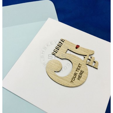 Anniversary Date Greeting Card with Laser Cut Digit and Engraved Text