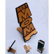 Best Mom Theme Solid Wood Mobile Holder
