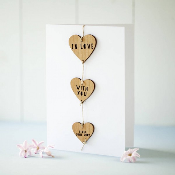 In love with you gift and greeting card-paper and wood