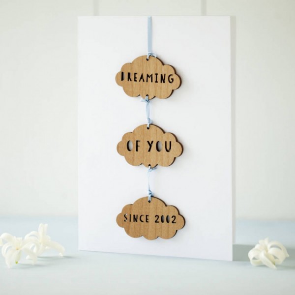 Dreaming of you gift and greeting card-paper and wood
