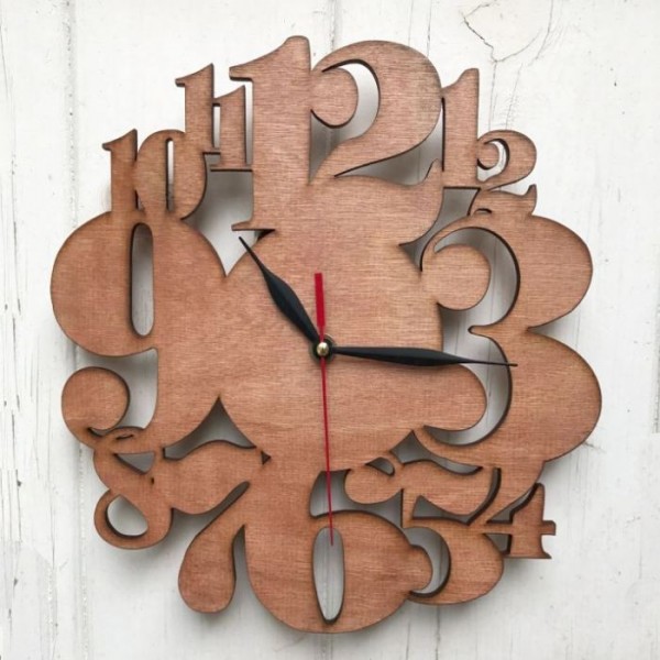 Creative Digits Wall Clock - Plywood