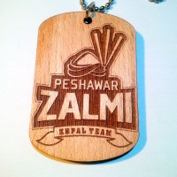PSL Themed Peshawar Zalmi- Laser engraved Wooden Pendant