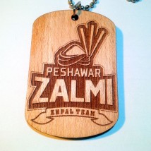 PSL Themed Peshawar Zalmi- Laser engraved Wooden Pendant