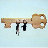 Key shaped Wooden Key Holder - Wall Hanging