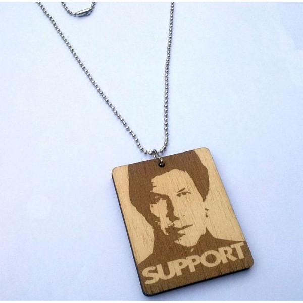 Customized Laser Engraved Photo Wooden Pendant - Ball Chain