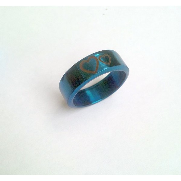 Stainless Steel Blue Ring - Two Hearts