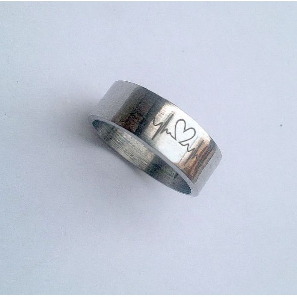 Stainless Steel Heartbeat Ring