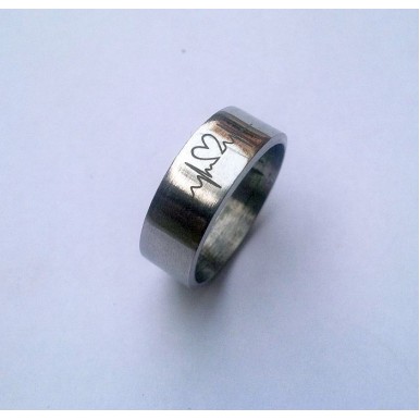 Stainless Steel Heartbeat Ring