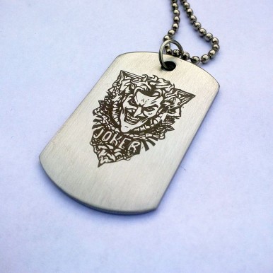 Stainless Steel Joker Tag Necklace with Ball Chain