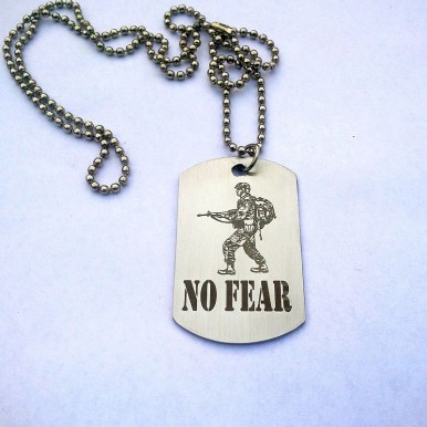 No Fear with Soldier Stainless Steel Tag Necklace