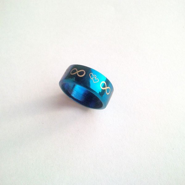 Stainless Steel Infinity and hearts Ring-Blue