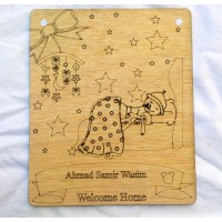 Personalised New Baby Arrival Wooden Card