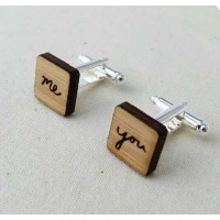 Laser Engraved "me n you" Wooden Cufflinks