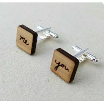 Laser Engraved "me n you" Wooden Cufflinks