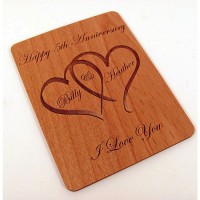 Laser Engraved Wooden Anniversary Greeting Card - Personalised