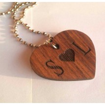 Wooden Heart Pendant with Personalized Name