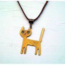 Vintage Cute Cat Antique Brass Necklace