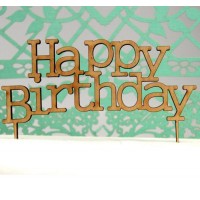 Laser Cut Wooden Happy Birthday Cake Topper