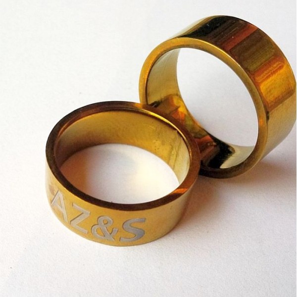 Laser Engraved Personalised Gold Plated Ring