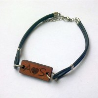 Personalised Wooden Tag PU Leather Bracelet