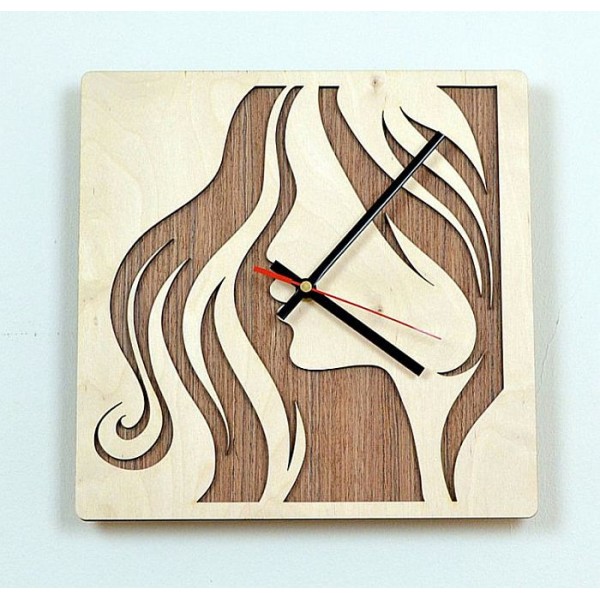 Modern Girl Wooden Wall Clock