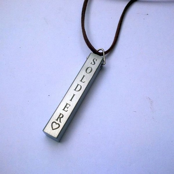 Personalized Silver Bar Pendant for Men