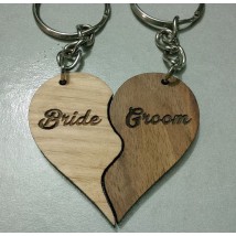 Personalized Wooden Split Heart Key Chain Set- with your names