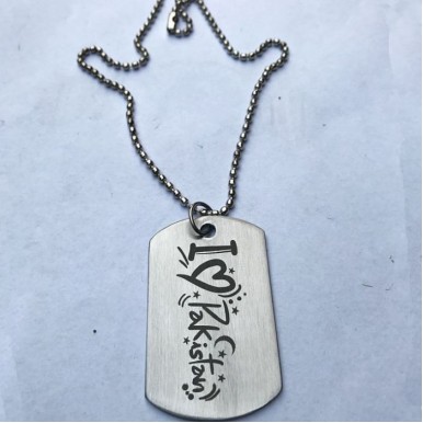 I Love Pakistan Stainless Steel Tag Necklace