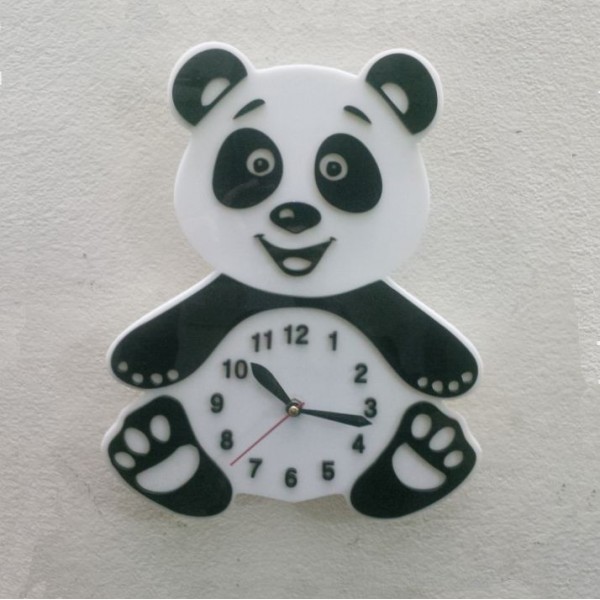 Panda Wall Clock for Kids Room - Acrylic