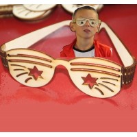 Pack of 4 - Laser Cut Wooden Party Fun Glasses for Kids