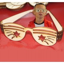 Pack of 4 - Laser Cut Wooden Party Fun Glasses for Kids