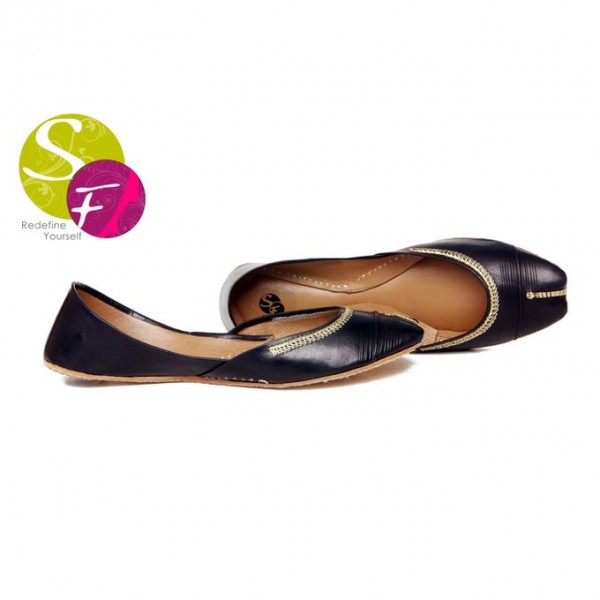 black leather khussa