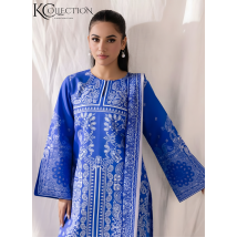 Royal Blue Paisley Printed Woman stitched 2-Piece Suit
