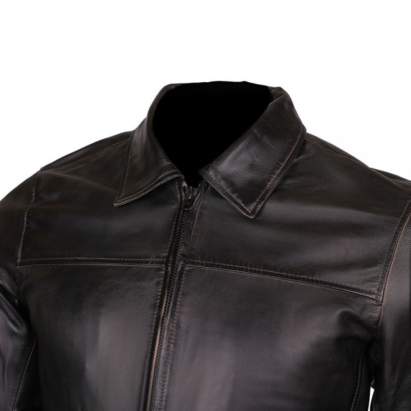 Black Men's Slim Fit Leather Jacket - Buyon.pk