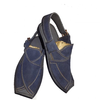 Blue Korean Leather Peshawari Sandals