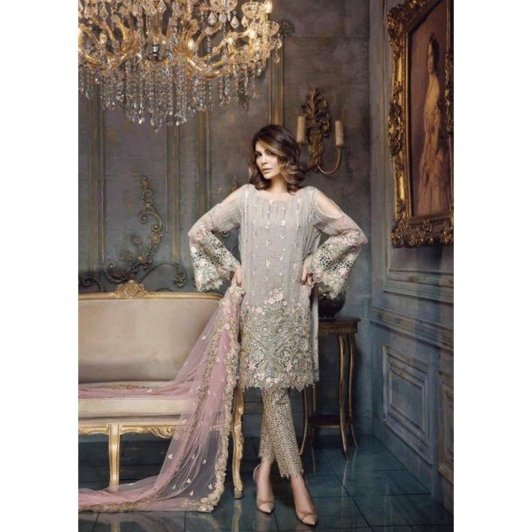 grey embroidered dress