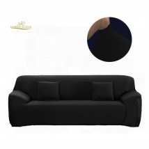 Black Sofa Cover 3 Seater | Stretchable 3 Seater Sofa Covers Set | Elastic Fitted Solid Color Jersey Cover Jumbo Size | Comfortable Couch Cover | Narmo Gudaz