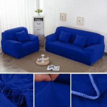 Royal Blue Sofa Cover 6 Seater (3+2+1) | Stretchable 6 Seater Sofa Covers Set | Elastic Fitted Solid Color Jersey Cover Jumbo Size | Comfortable Couch Cover | Narmo Gudaz