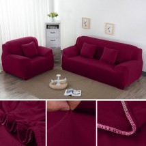 Magenta sofa Cover 5 Seater (3+1+1) | Stretchable 5 Seater Sofa Covers Set | Elastic Fitted Solid Color Jersey Cover Jumbo Size | Comfortable Couch Cover | Narmo Gudaz