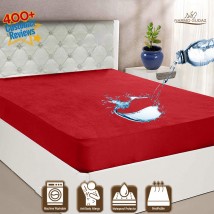 Maroon Waterproof Mattress Cover King Sized Mattress Protector Anti Slip Double Bed Fitted Bed Sheet | Narmo Gudaz