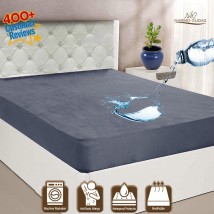 Grey Waterproof Mattress Cover King Sized Mattress Protector Anti Slip Double Bed Fitted Bed Sheet | Narmo Gudaz