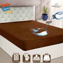 Brown Waterproof Mattress Cover King Sized Mattress Protector Anti Slip Double Bed Fitted Bed Sheet | Narmo Gudaz