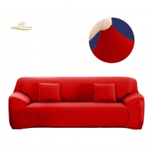Red Sofa Cover 3 Seater| Stretchable 3 Seater Sofa Covers Set | Elastic Fitted Solid Color Jersey Cover Jumbo Size | Comfortable Couch Cover | Narmo Gudaz