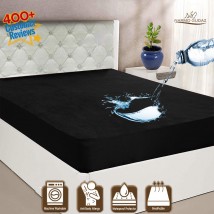 Black Waterproof Mattress Cover King Sized Mattress Protector Anti Slip Double Bed Fitted Bed Sheet | Narmo Gudaz