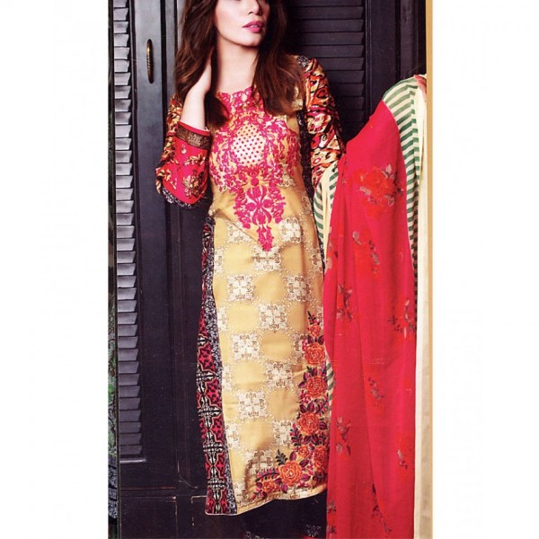 Ladies Designer Embroidered Lawn Suit with Chiffon Dopatta RY150