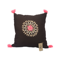 Black Cushion with Embroidered Motif