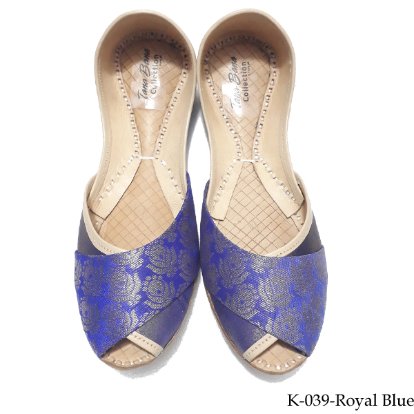 Leather Khussa for Women-royal Blue
