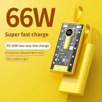 66W Portable 20000mAh Transparent Two Way Fast Charging Power Bank