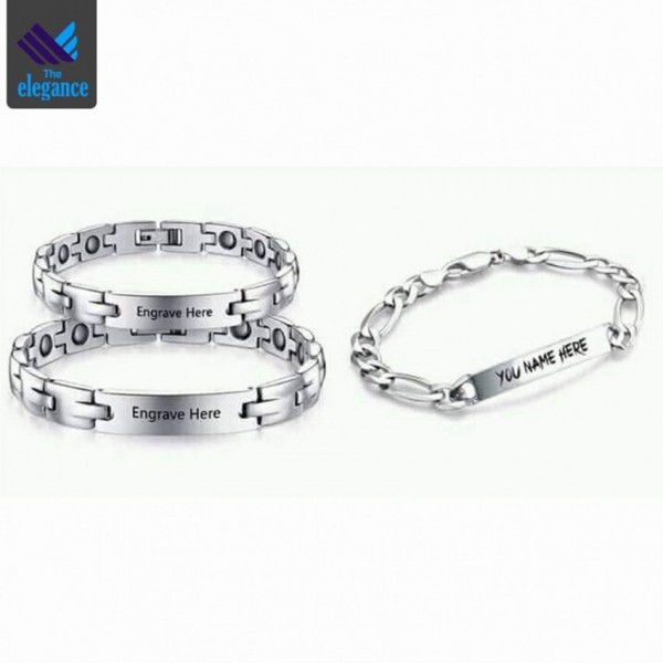 Silver Customized Engraved Bracelet